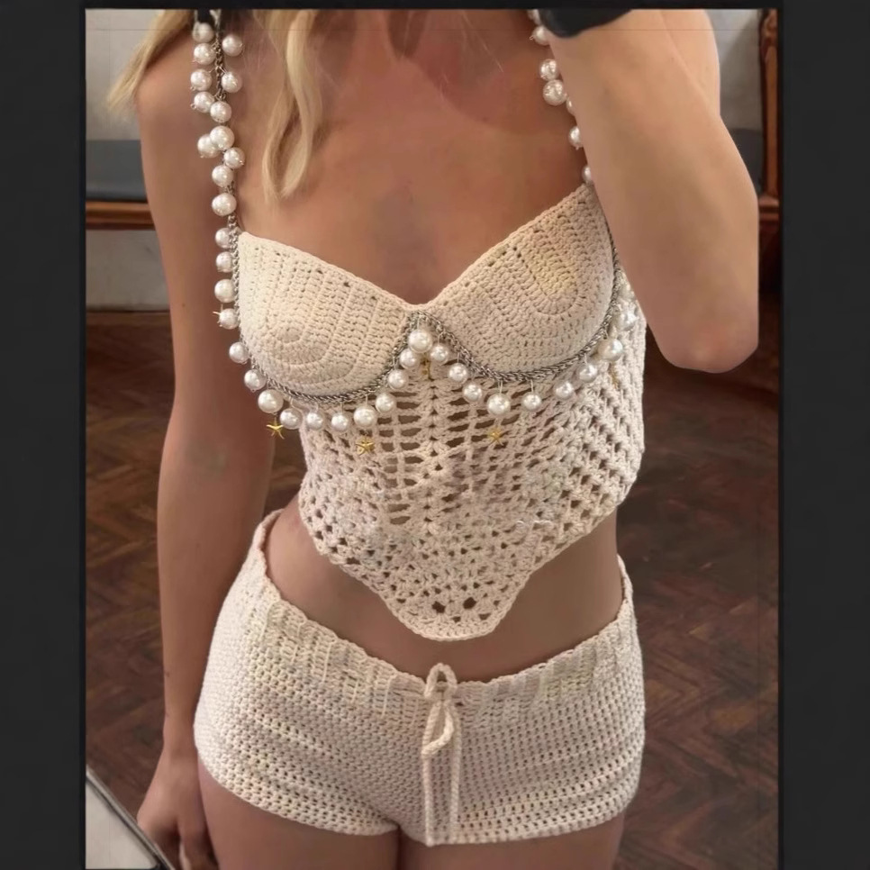 Sexy Perlen Häkeln Crop Weste  – Crop Top Crochet Bewertung und Preis