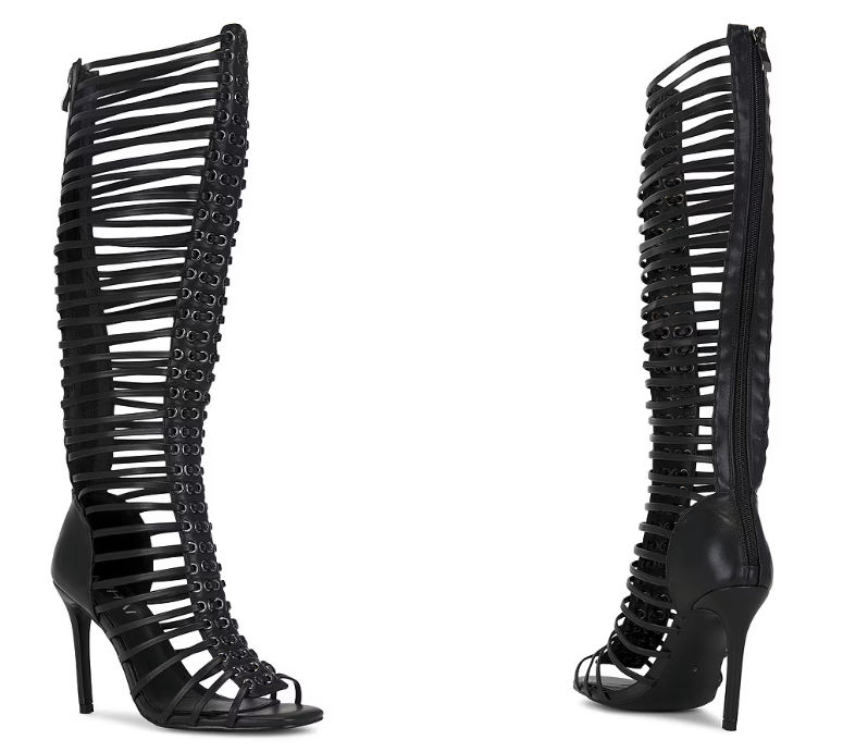 Damen Schwarze Riemchen-Stiefe – Sandal Strappy Heeled Bewertung und Preis