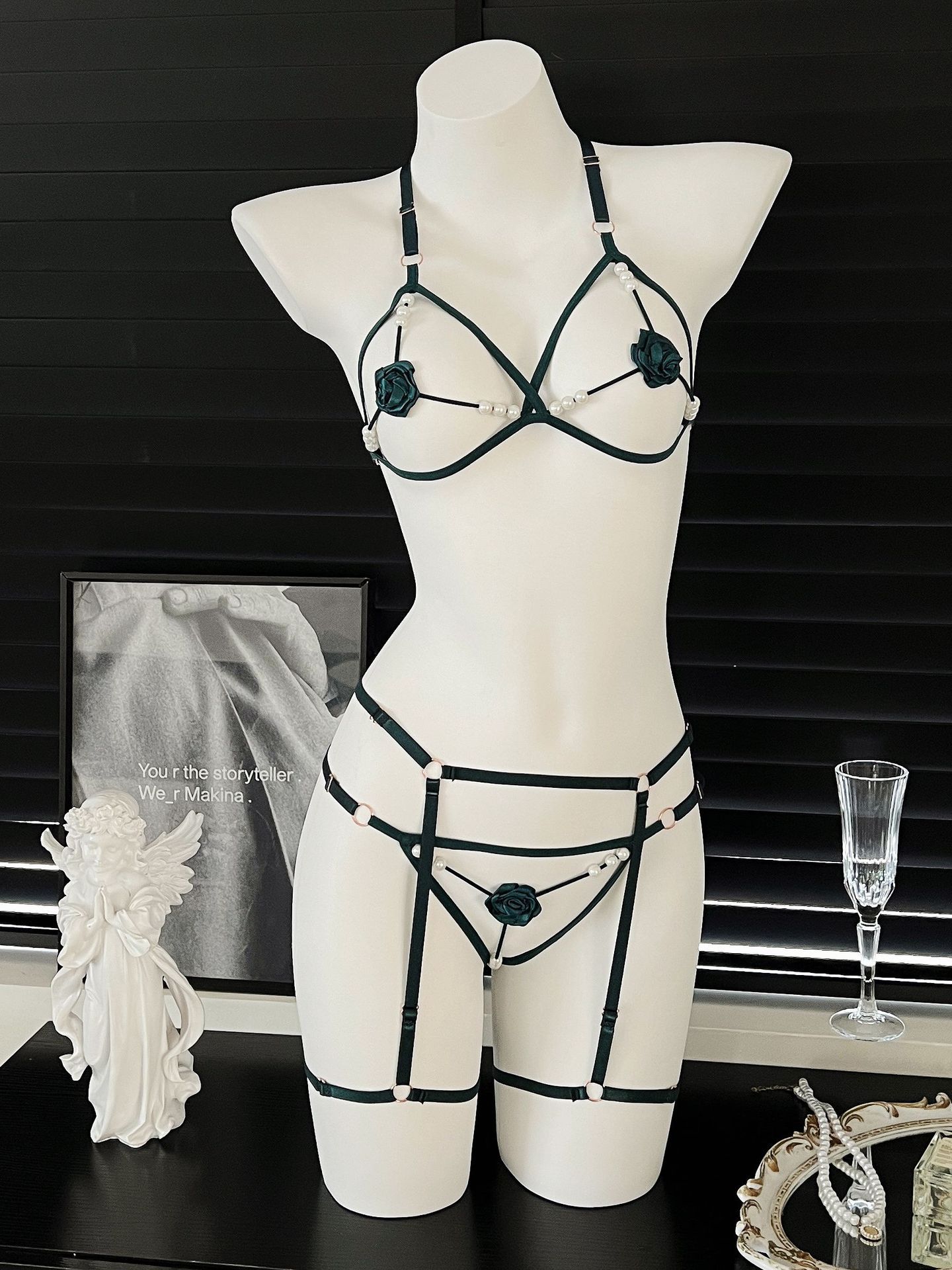 3-teiliges Set Perlen-Rosen Se – Bralette Triangle Set Bewertung und Preis