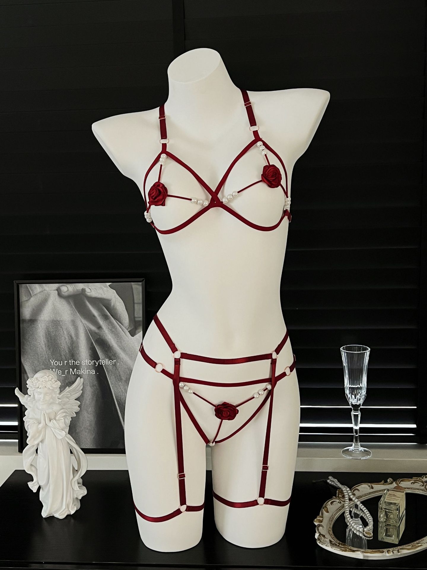 3-teiliges Set Perlen-Rosen Se – Bralette Triangle Set Bewertung und Preis