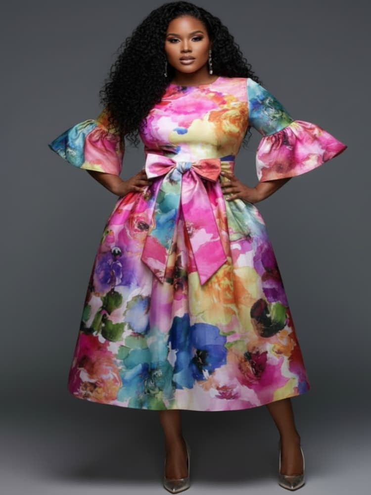 Plus-Size-Midikleid mit Rundha – Midi Skirt Floral Bewertung und Preis